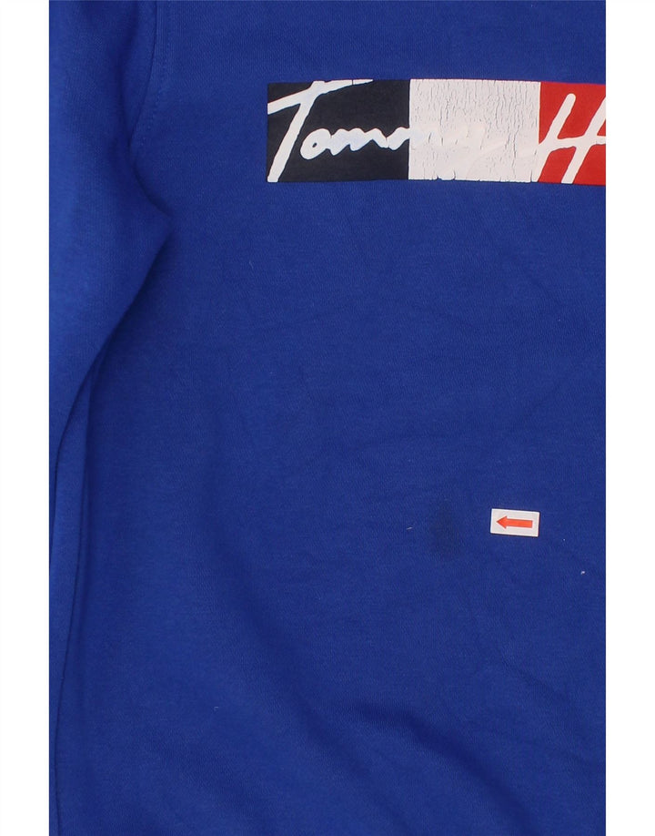 TOMMY HILFIGER Boys Graphic Sweatshirt Jumper 8-9 Years Medium Blue Cotton