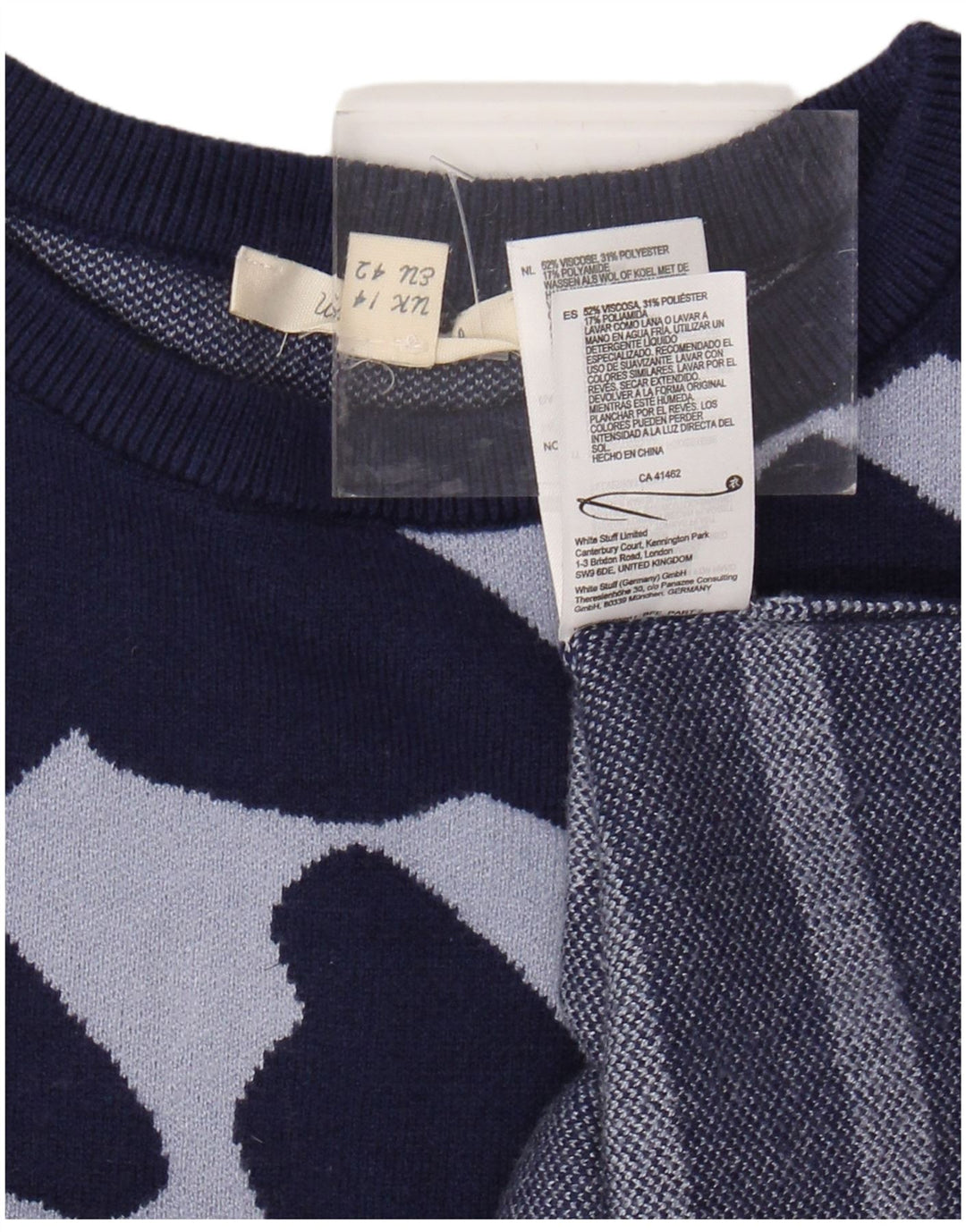 WHITE STUFF Womens Crew Neck Jumper Sweater UK 14 Large Navy Blue Striped