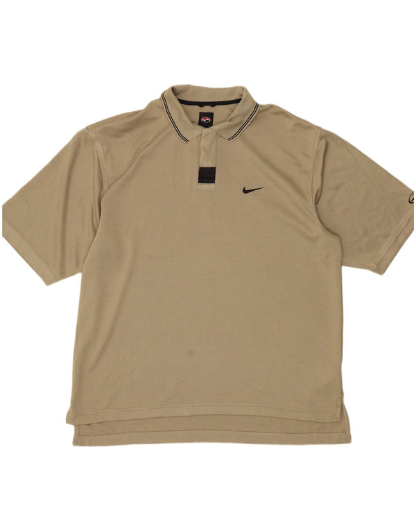 NIKE Mens Polo Shirt Large Beige Cotton