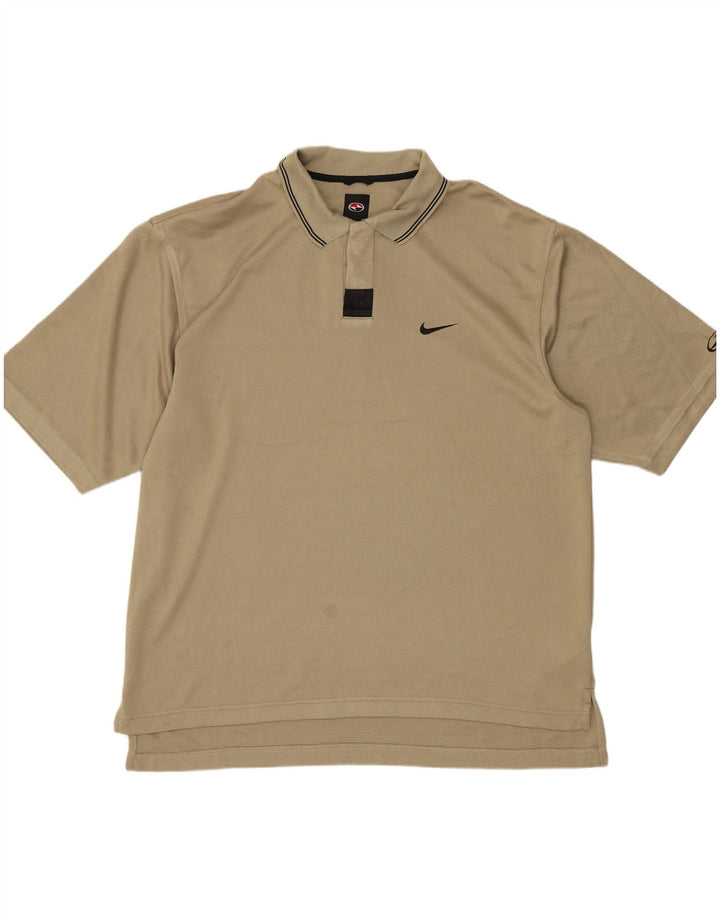 NIKE Mens Polo Shirt Large Beige Cotton