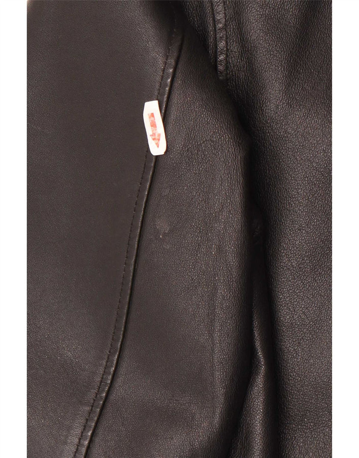 Authentic Mens Leather Jacket UK 42 XL Black Leather
