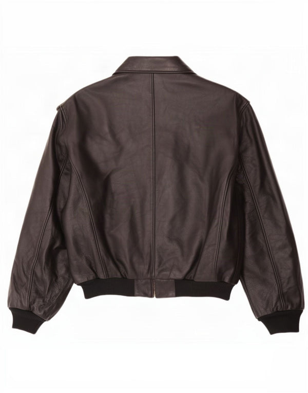 Esercito Mens Leather Flight Aviator Jacket IT 48 Medium Black
