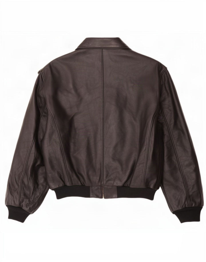 Esercito Mens Leather Flight Aviator Jacket IT 48 Medium Black