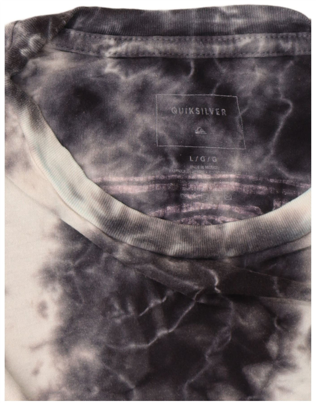 Quiksilver Womens Graphic T-Shirt Top UK 16 Large Navy Blue Tie Dye