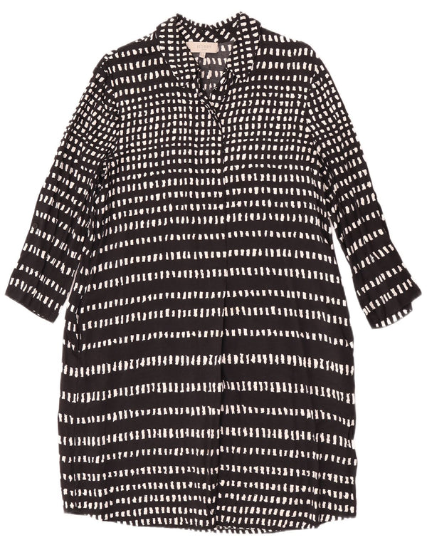 Hobbs Womens 3/4 Sleeve Shirt Dress UK 10 Small Black Striped Viscose