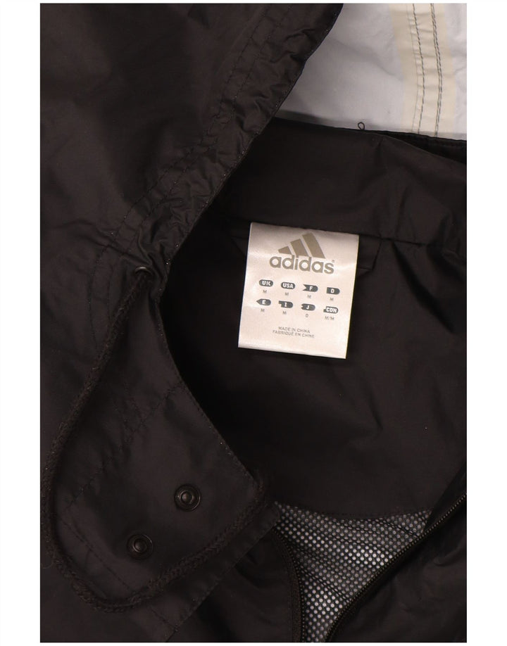 Adidas Mens Hooded Rain Jacket UK 38 Medium Black Polyamide