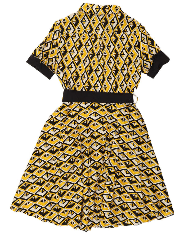 Luisa Spagnoli Womens A-Line Dress IT 46 Large Yellow Geometric