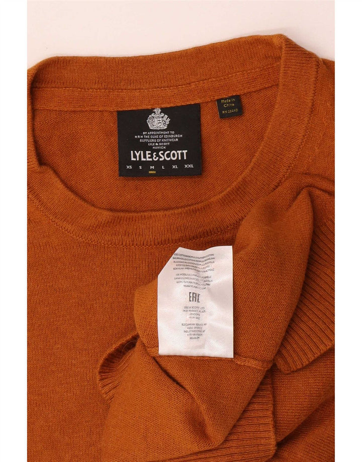Lyle & Scott Mens Crew Neck Jumper Sweater Medium Orange Cotton
