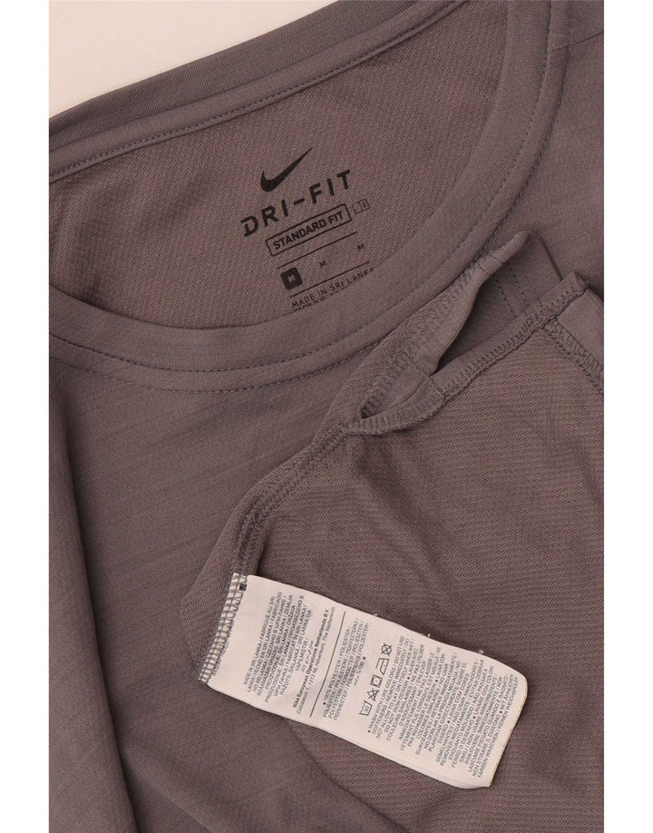 Nike Mens Dri Fit Standard Fit T-Shirt Top Medium Grey Polyester