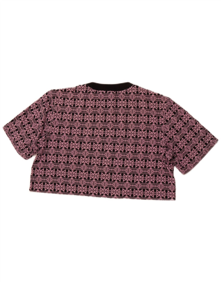 ADIDAS Womens Oversized Crop Graphic T-Shirt Top UK 6 XS Purple Cotton