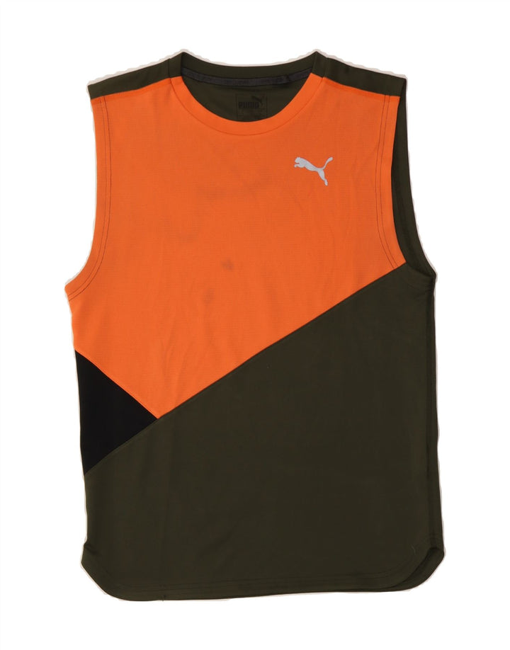 PUMA Mens Vest Top Small Orange Colourblock Polyester Vintage Puma and Second-Hand Puma from Messina Hembry 