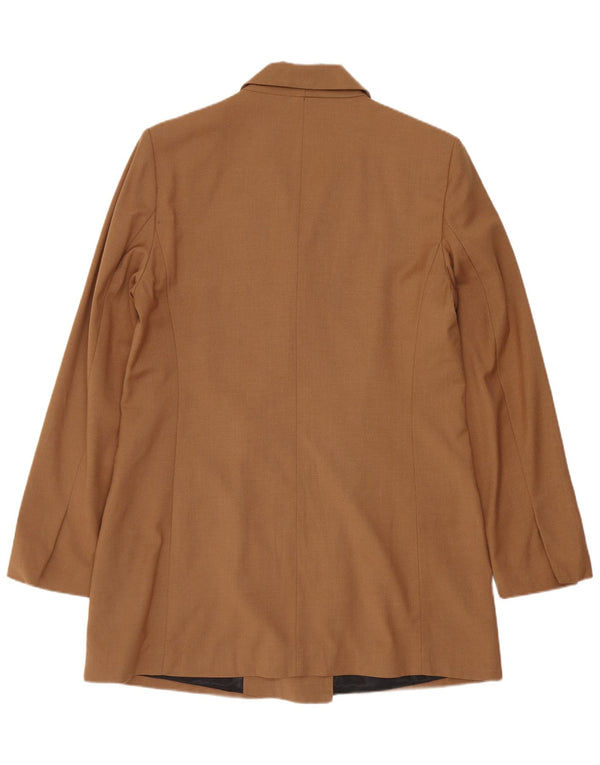 Zara Womens Longline Double Breasted Blazer Jacket UK 12 Medium Brown