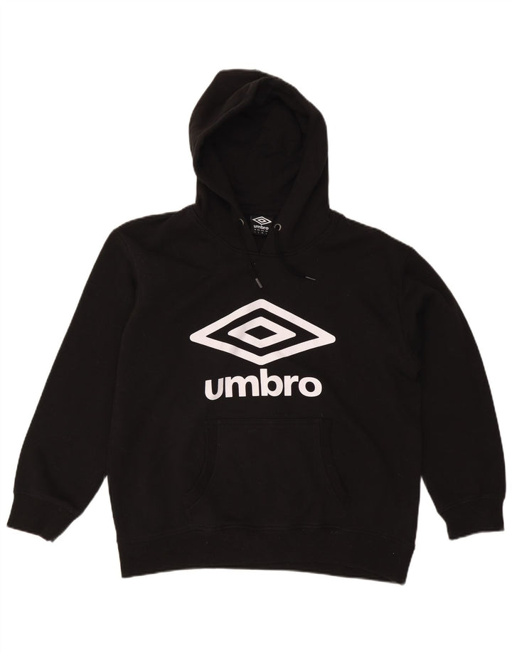 UMBRO Mens Graphic Hoodie Jumper Large Black Cotton