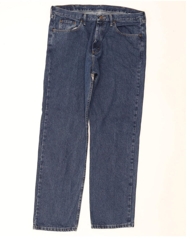 Wrangler Mens Relaxed Fit Straight Jeans W36 L32 Blue Cotton