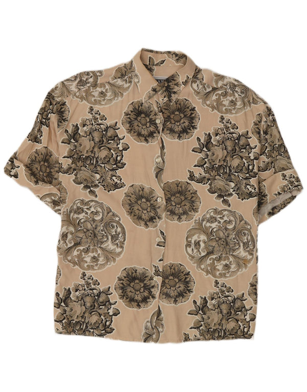 Camel Active Womens Short Sleeve Shirt EU 42 Large Beige Floral Viscose