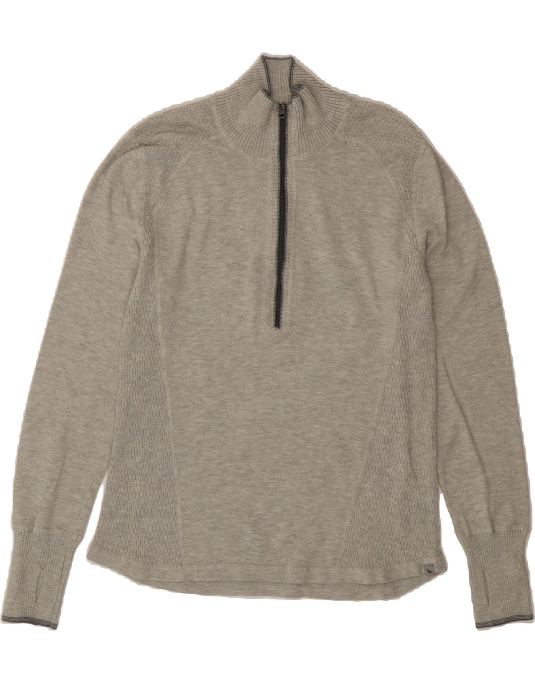EDDIE BAUER Womens Zip Neck Jumper Sweater UK 14 Large Grey Polyester Vintage Eddie Bauer and Second-Hand Eddie Bauer from Messina Hembry 