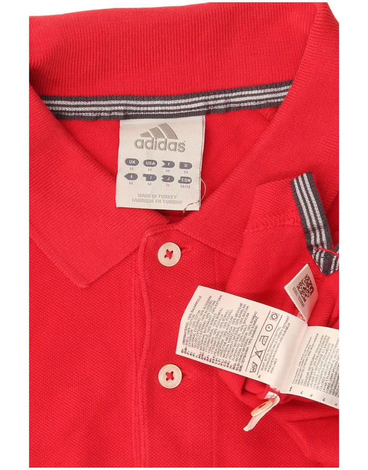 Adidas Mens Polo Shirt Medium Red Cotton
