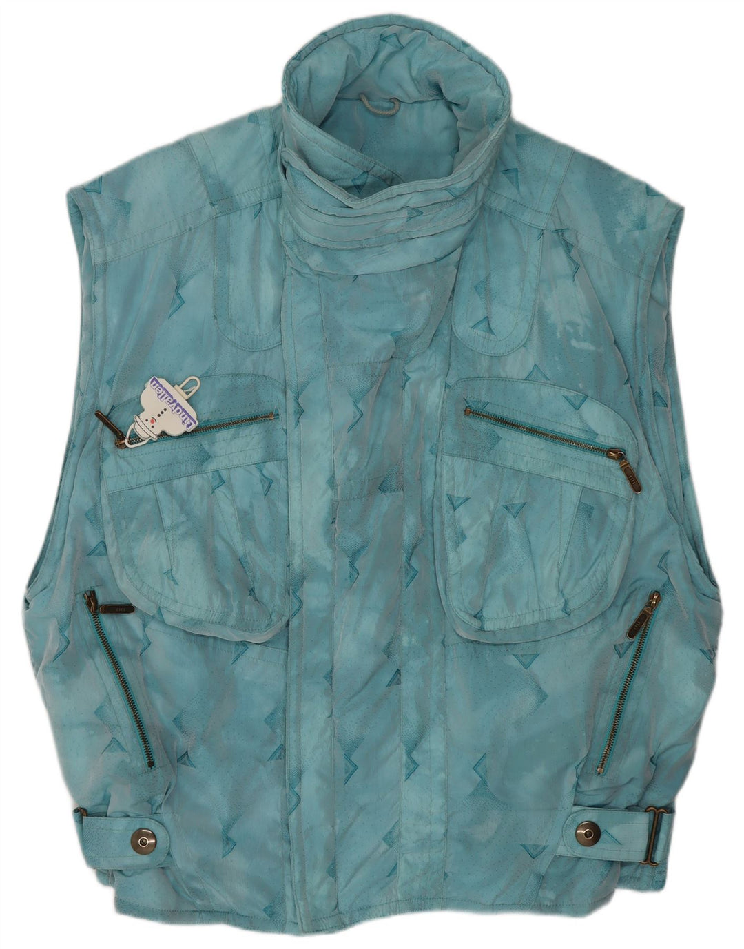 Emmegi Mens Utility Gilet UK 38 Medium Blue Geometric Polyamide