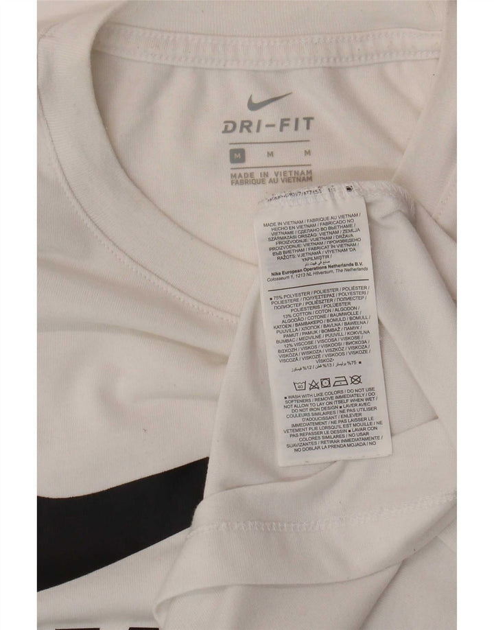 Nike Womens Dri Fit Graphic T-Shirt Top UK 12 Medium White Polyester