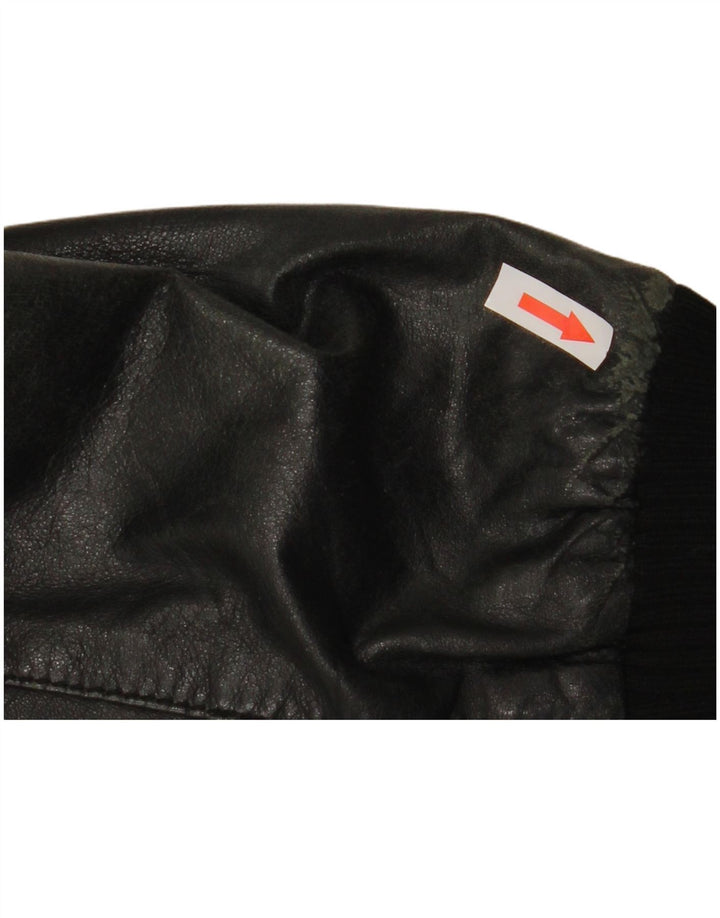 Sasch Womens Crop Leather Jacket UK 14 Medium Black