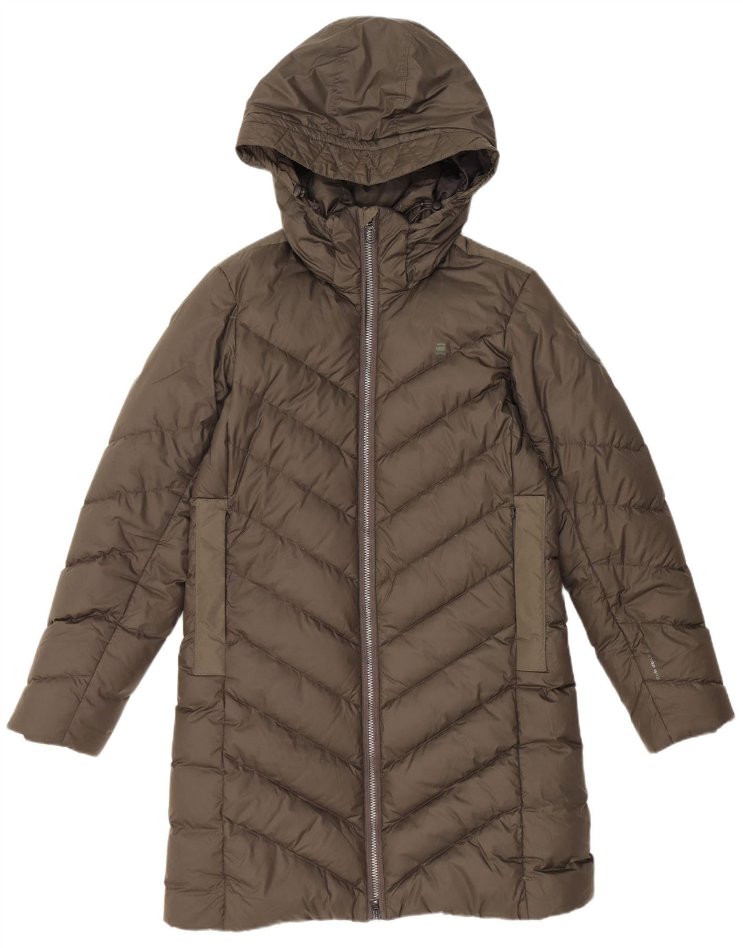 G-STAR Womens Hooded Padded Coat UK 14 Medium Khaki Polyester