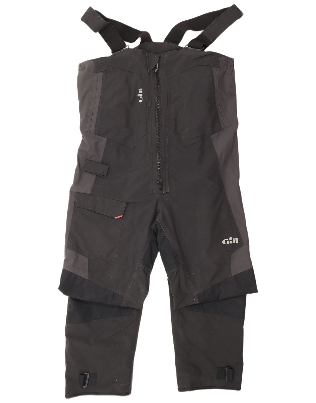 GILL Mens Cargo Dungarees Waterproof Trousers Large Black Nylon Nautical
