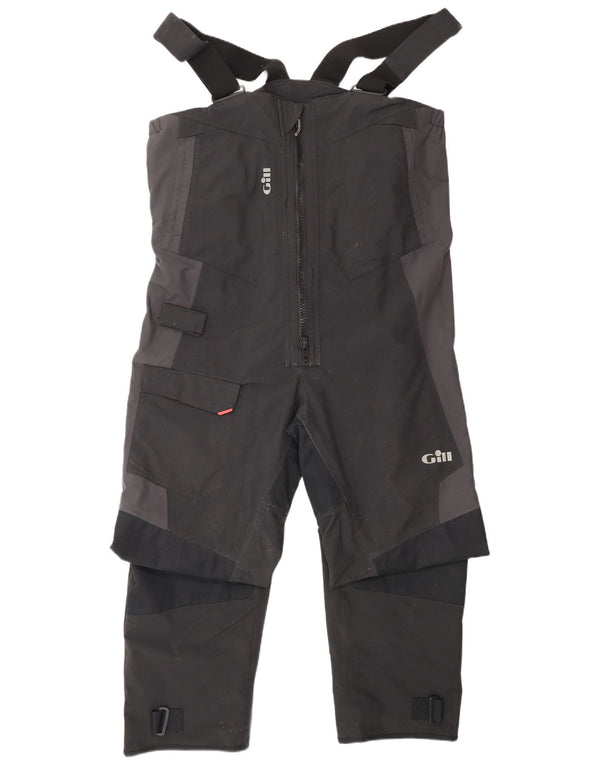 GILL Mens Cargo Dungarees Waterproof Trousers Large Black Nylon Nautical