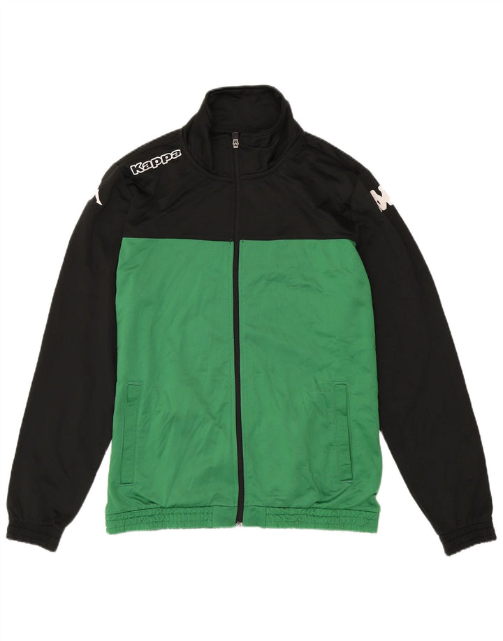 Kappa Mens Graphic Tracksuit Top Jacket Large Green Colourblock Polyester