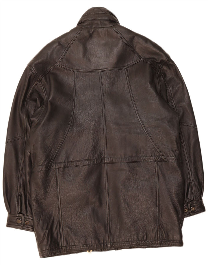 CANDA Mens Loose Fit Leather Jacket UK 36 Small Black Leather