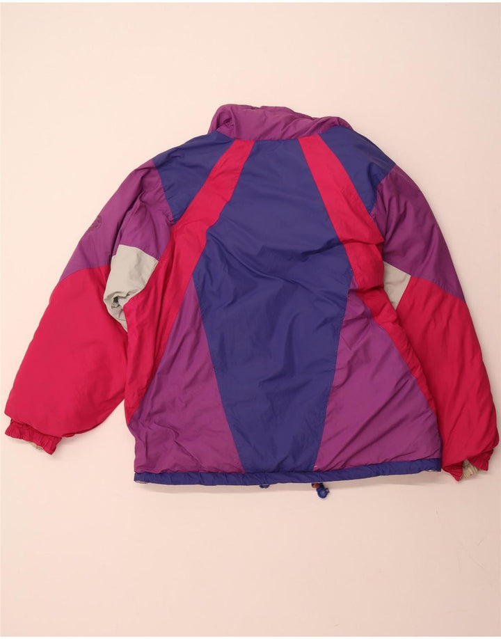 VINTAGE Womens Hooded Reversible Jacket Large Beige Colourblock Polyester