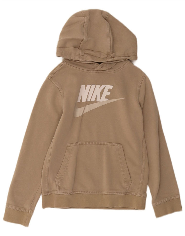 Nike Boys Graphic Hoodie Jumper 10-11 Years Medium  Beige Cotton