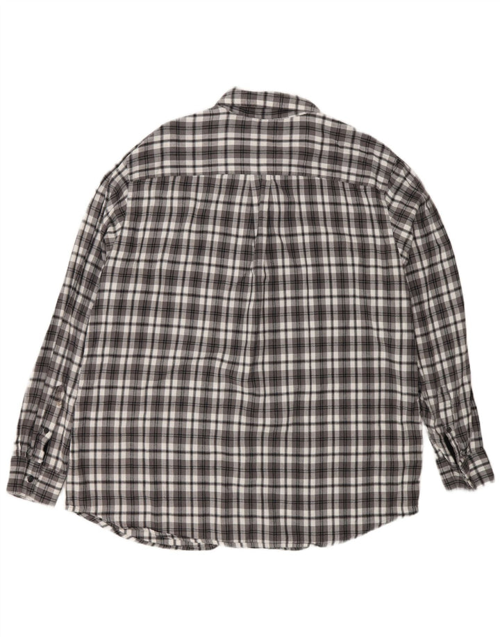 Chaps Mens Flannel Shirt XL Grey Check Cotton