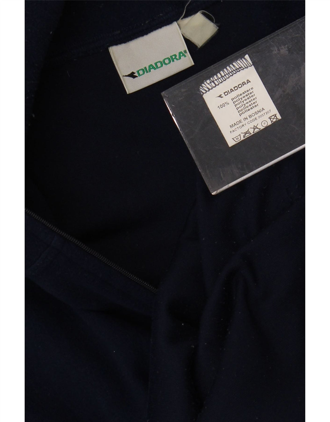 DIADORA Mens Zip Neck Fleece Jumper Large Navy Blue Polyester