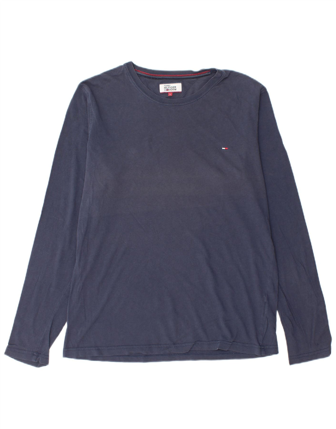TOMMY HILFIGER Mens Top Long Sleeve Large Navy Blue Cotton