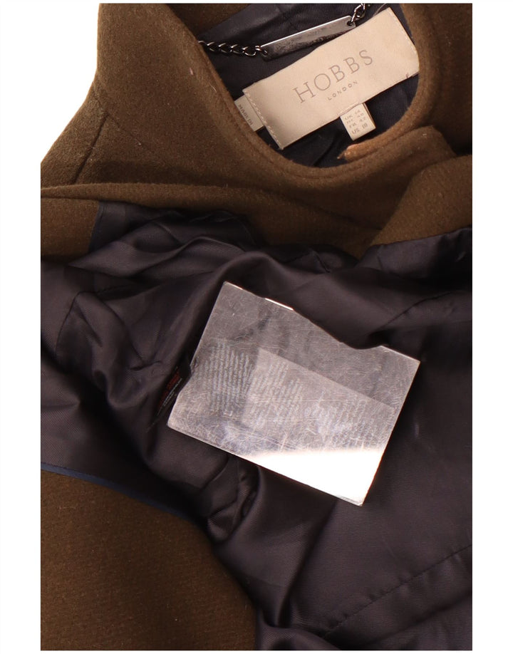 Hobbs Womens Overcoat UK 14 Large Khaki Wool