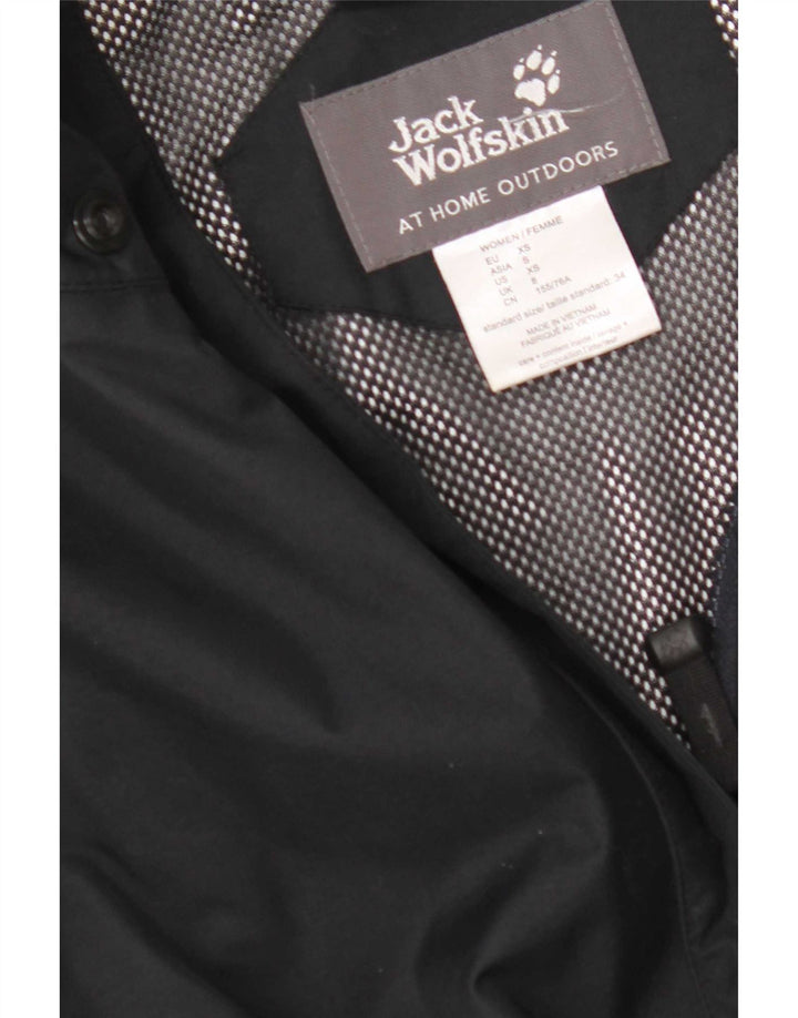 Jack Wolfskin Womens Rain Jacket UK 8 Small Black Colourblock