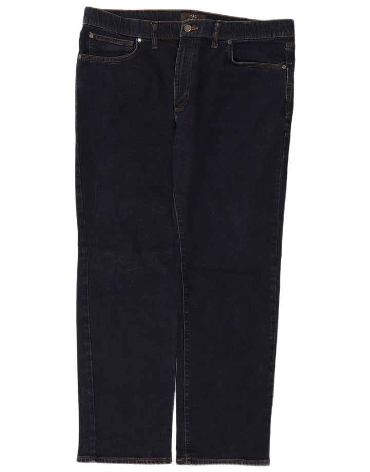 Marks & Spencer Mens Regular Straight Jeans W40 L31 Navy Blue Cotton
