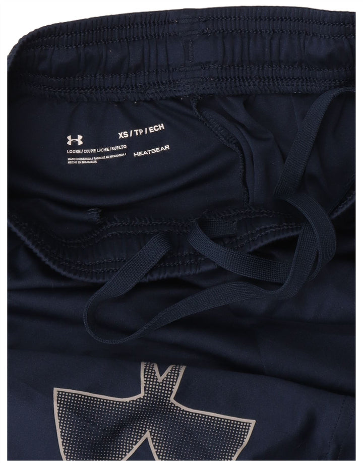 UNDER ARMOUR Womens Heat Gear Graphic Sport Shorts UK 4 XS Navy Blue