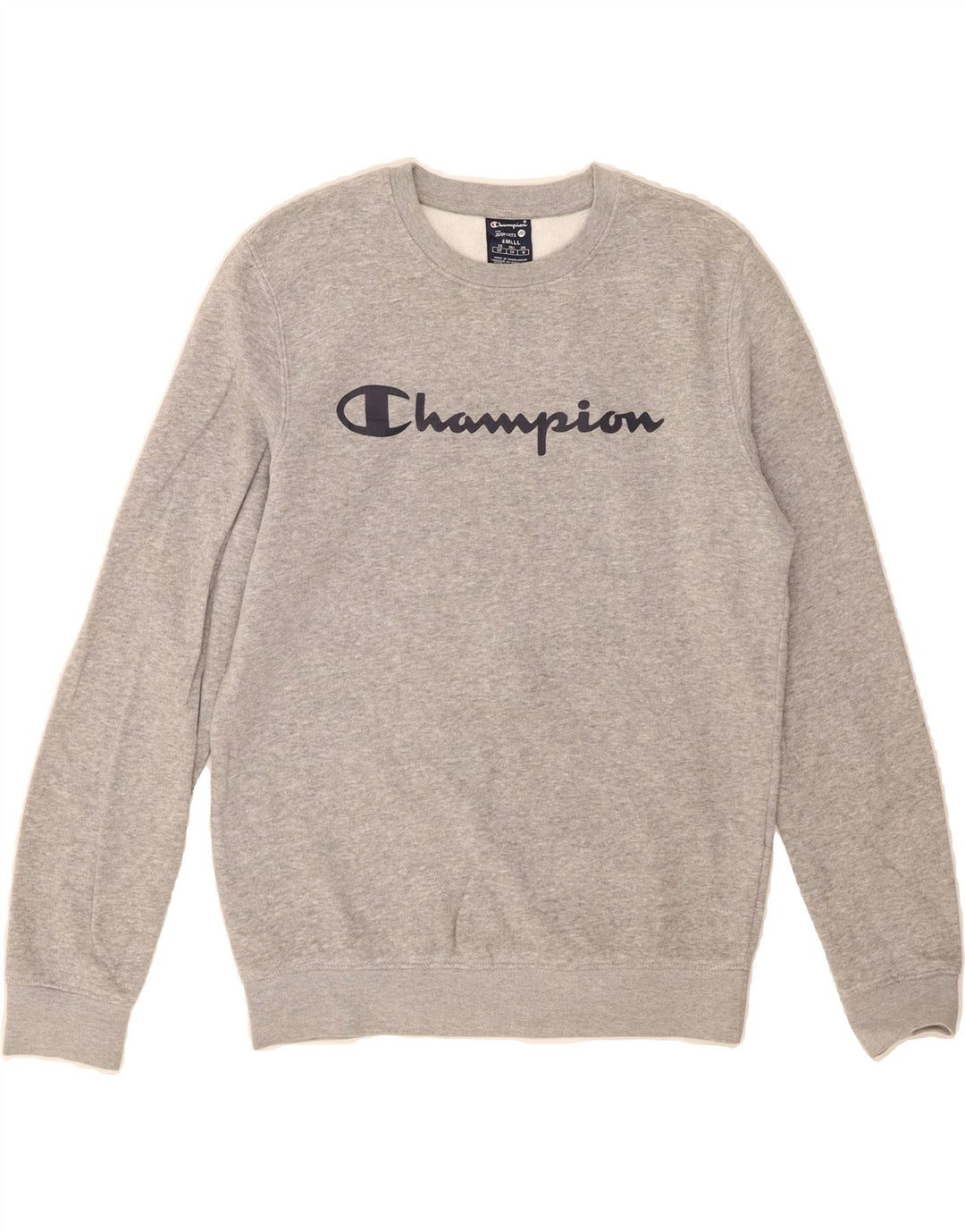 CHAMPION Mens Graphic Sweatshirt Jumper Small Grey Cotton Vintage Champion and Second-Hand Champion from Messina Hembry 