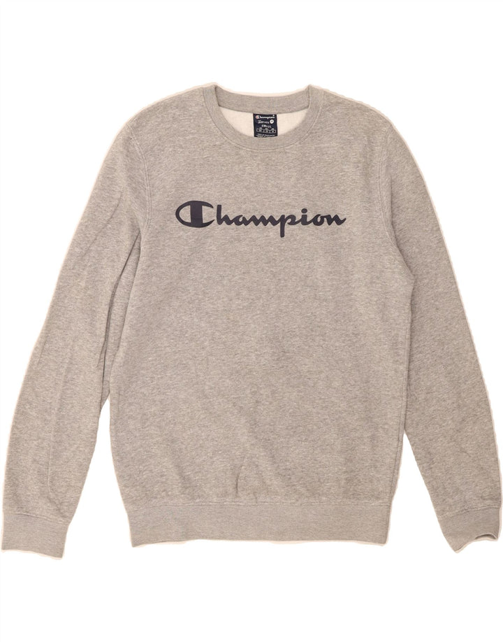 CHAMPION Mens Graphic Sweatshirt Jumper Small Grey Cotton Vintage Champion and Second-Hand Champion from Messina Hembry 