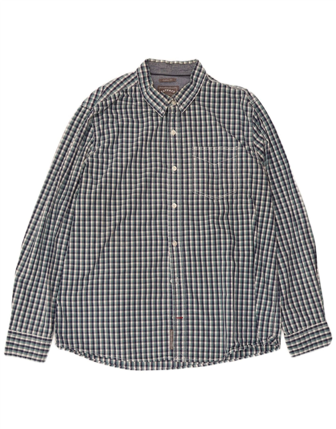 FAT FACE Mens Shirt 2XL Blue Check Cotton