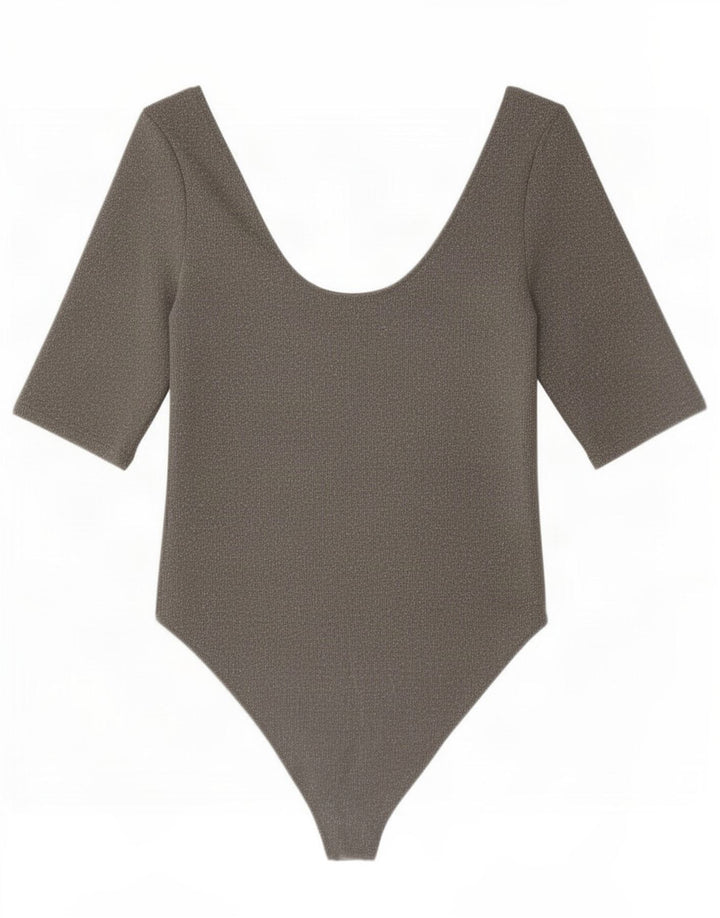 Zara Womens Bodysuit UK 14 Large Grey Elastane