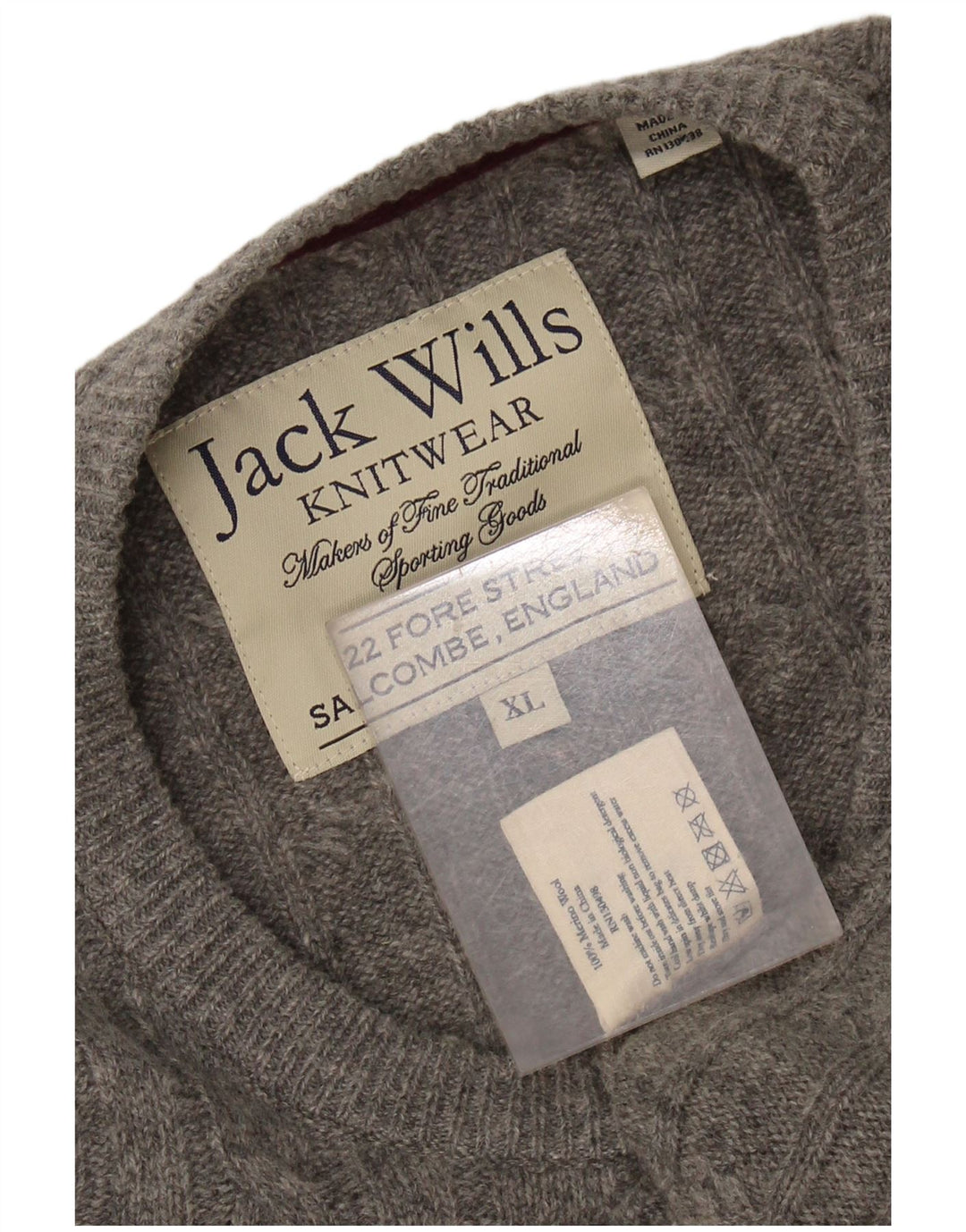 JACK WILLS Mens Crew Neck Jumper Sweater XL Grey Merino Wool