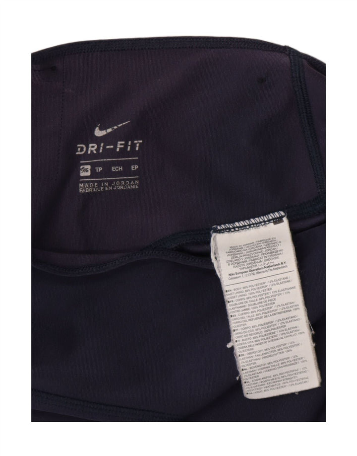 NIKE Womens Dri Fit Leggings UK 6 XS  Navy Blue Polyester