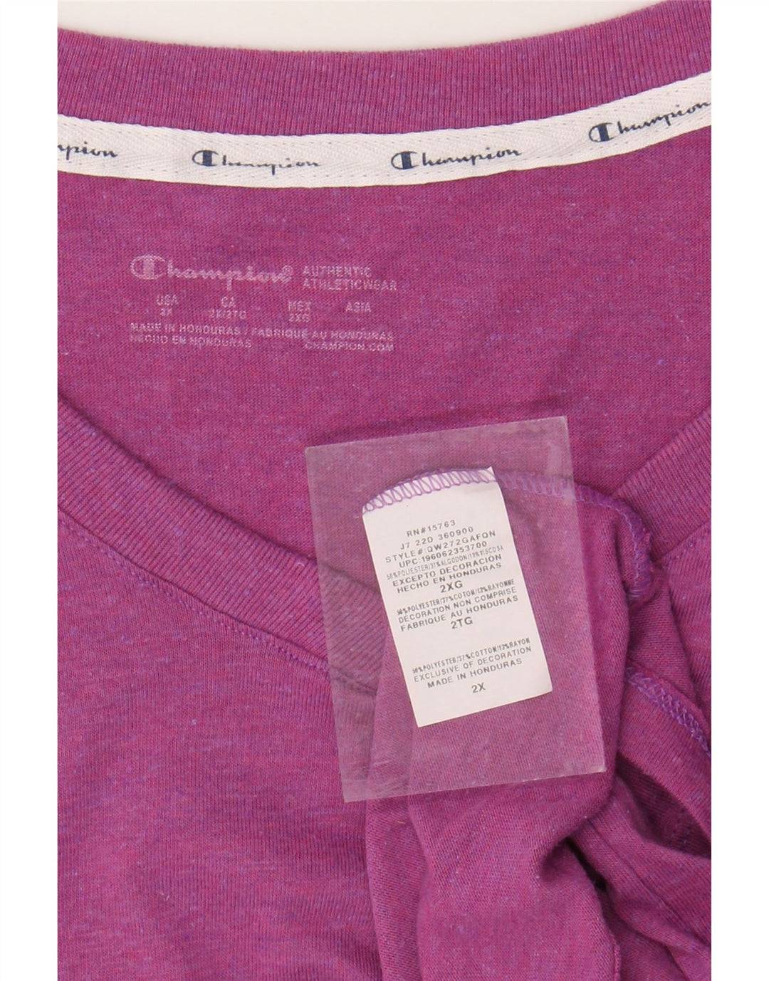 CHAMPION Womens Oversized T-Shirt Top UK 20 2XL Purple Flecked Cotton