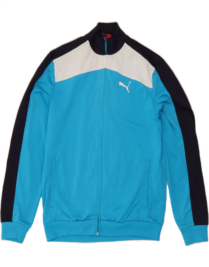 PUMA Boys Tracksuit Top Jacket 15-16 Years Blue Colourblock Vintage Puma and Second-Hand Puma from Messina Hembry 