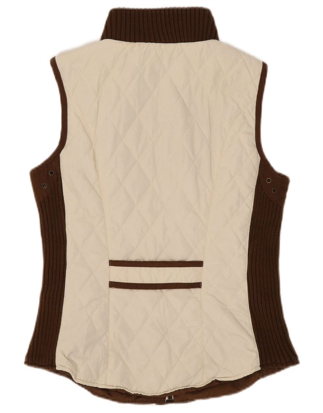 Zara Womens Quilted Gilet UK 12 Medium Off White Colourblock Polyester