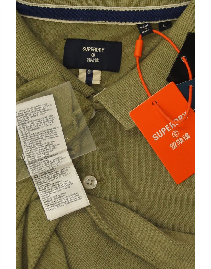 SUPERDRY Mens Polo Shirt Large Green Cotton