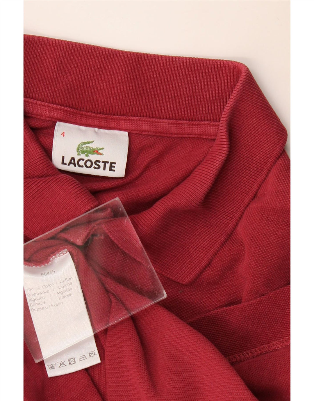 LACOSTE Mens Polo Shirt Size 4 Medium Burgundy Cotton