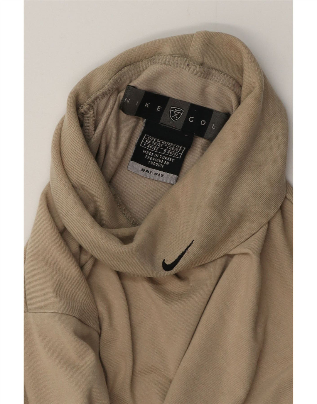 NIKE Mens Top Long Sleeve UK 39/41 Medium Beige Cotton